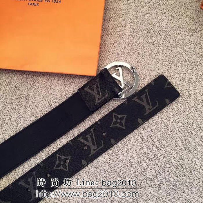 路易威登LV Monogram帆布 圓形LV logo 男士皮帶 LHG1216